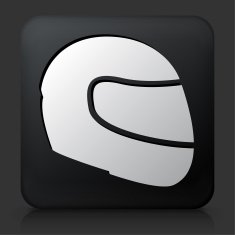 Black Square Button with Motorcycle Helmet N2