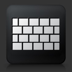 Black Square Button with Brick Wall N2