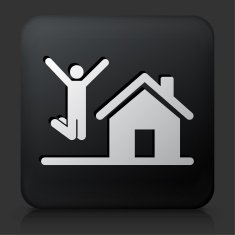 Black Square Button with House Purchase Icon N2