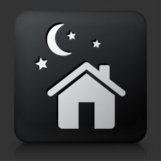 Black Square Button with Home at Night Icon