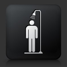 Black Square Button with Shower Icon N2