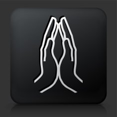 Black Square Button with Hands Together Icon