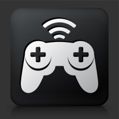 Black Square Button with Wireless Game Controller