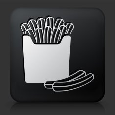 Black Square Button with French Fries Icon N2