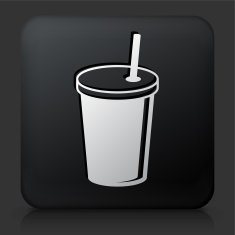 Black Square Button with Soda Drink Icon N2