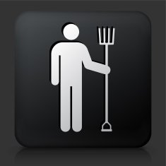 Black Square Button with Single Farmer