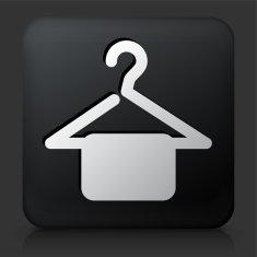 Black Square Button with Clothes Hanger Icon