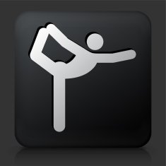 Black Square Button with Yoga Stretch Icon N3