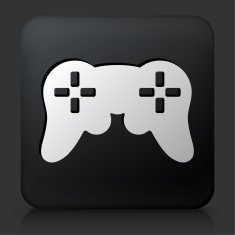 Black Square Button with Game Controller Icon N3