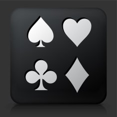 Black Square Button with Card Symbols Set Icon