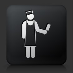 Black Square Button with Butcher Icon
