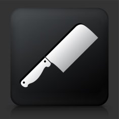 Black Square Button with Butcher Knife Icon