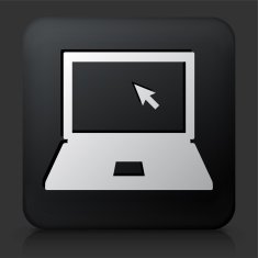 Black Square Button with Laptop Icon N7