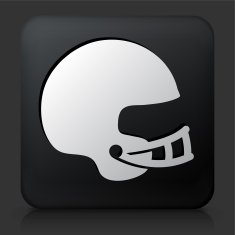 Black Square Button with Football Helmet Icon