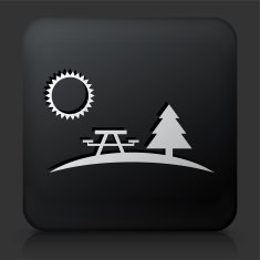 Black Square Button with Picnic Table Icon
