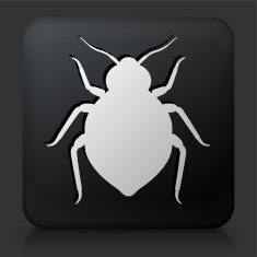 Black Square Button with Bedbug Icon