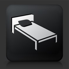 Black Square Button with Bed Icon