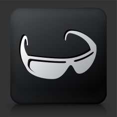 Black Square Button with Sunglasses Icon
