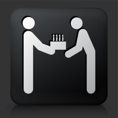 Black Square Button with Birthday Celebrating Icon