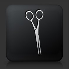 Black Square Button with Scissors Icon N5
