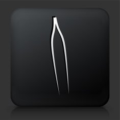 Black Square Button with Tweezers Icon N2