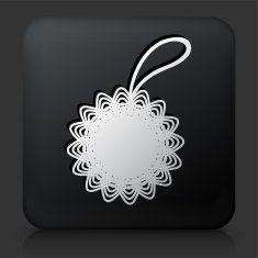 Black Square Button with Bath Sponge Icon