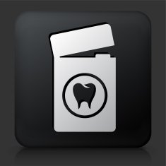 Black Square Button with Dental Floss Icon