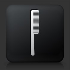Black Square Button with Comb Icon N3