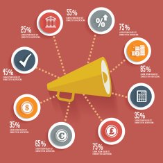 Megaphone & Marketing concept info graphic design