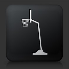 Black Square Button with Basketball Hoop N2