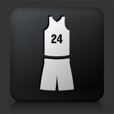 Black Square Button with Basketball Uniform