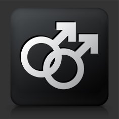 Black Square Button with Homosexual Couple
