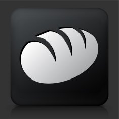 Black Square Button with Loaf of Bread