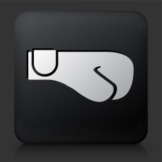 Black Square Button with Boxing Gloves Icon N2