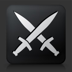 Black Square Button with Blacksmith Swords Icon