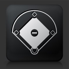 Black Square Button with Baseball Field