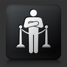 Black Square Button with Nightclub Security