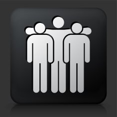 Black Square Button with Small Group Icon N3