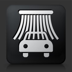 Black Square Button with Car Wash Icon N3