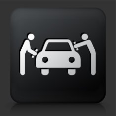 Black Square Button with Car Wash Icon N4