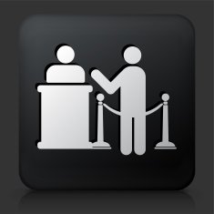 Black Square Button with Waiting in Line Icon