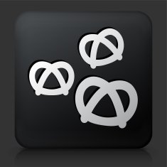 Black Square Button with Three Pretzels