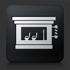 Black Square Button with Hair Salon