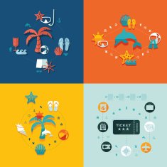 Set of summer tourism icons N510