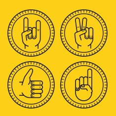 Vector set of outline icons - gestures and signs