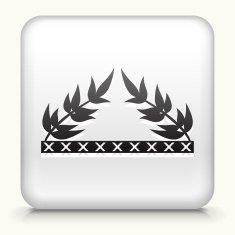 White Square Button with Crown Icon