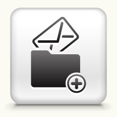 White Square Button with Add Letter Folder Icon