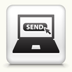 White Square Button with Send Message Icon