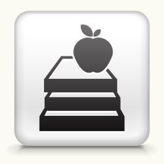 White Square Button with Apple & Books Icon
