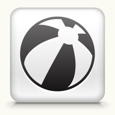 White Square Button with Beach Ball